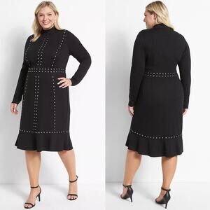 Lane Bryant Black Studded Fit & Flare Dress size 18 NWT